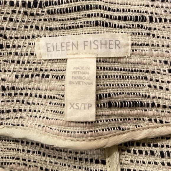 Eileen Fisher Size XS Open Cardigan Jacket Cotton Natural Woven Crop - Picture 4 of 7